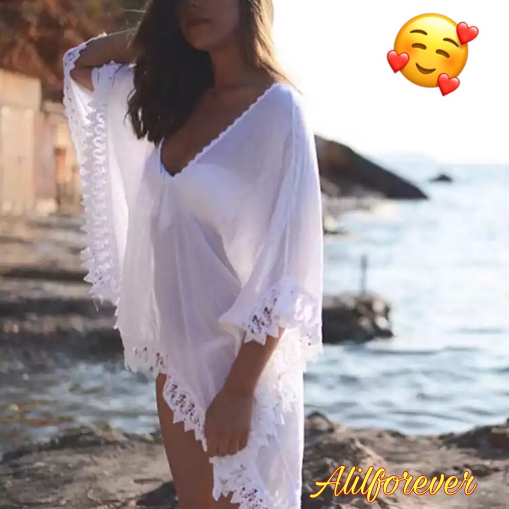 🦋White Chiffon Bikini Cover Up Beachwear - Picture 5 of 5